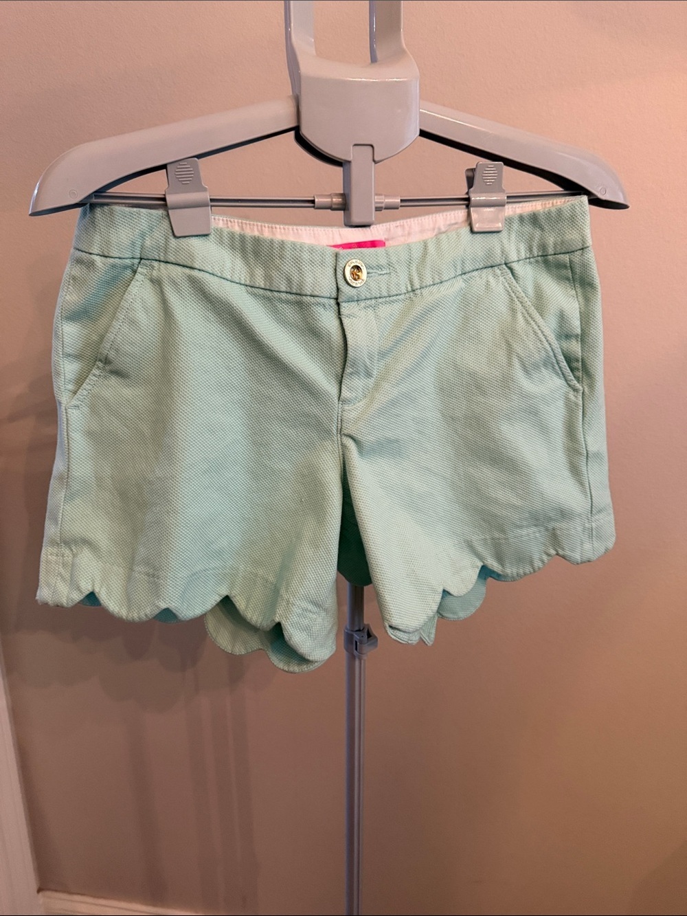 Lilly Pulitzer Mint High-Waist Scalloped Shorts